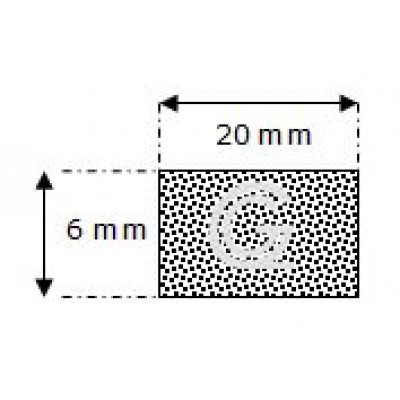 Rechthoekig mosrubber snoer | 6 x 20 mm | per meter